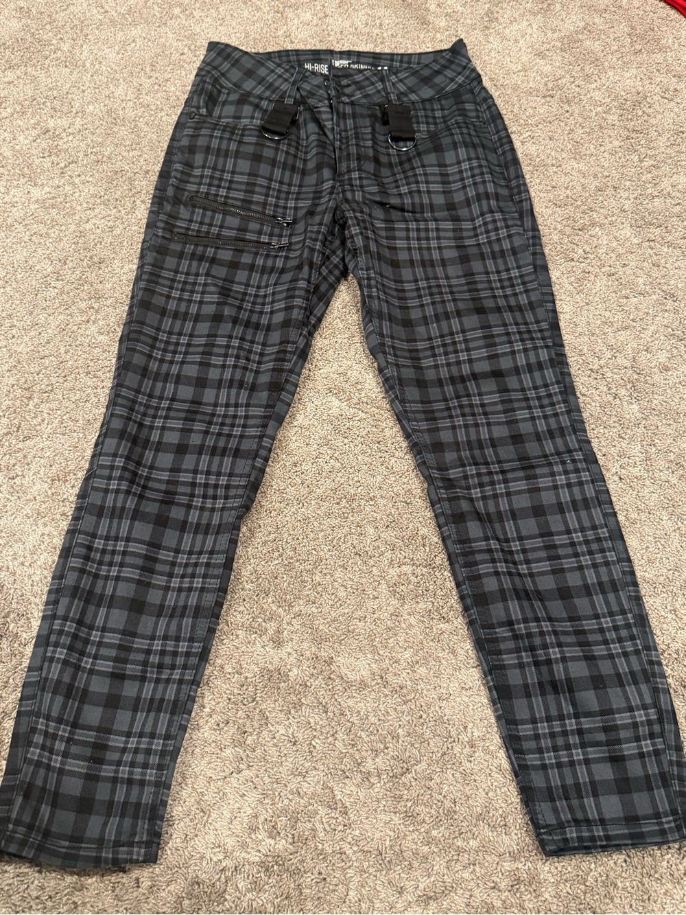 Hot Topic Super High Rise Plaid Stretch Jeans